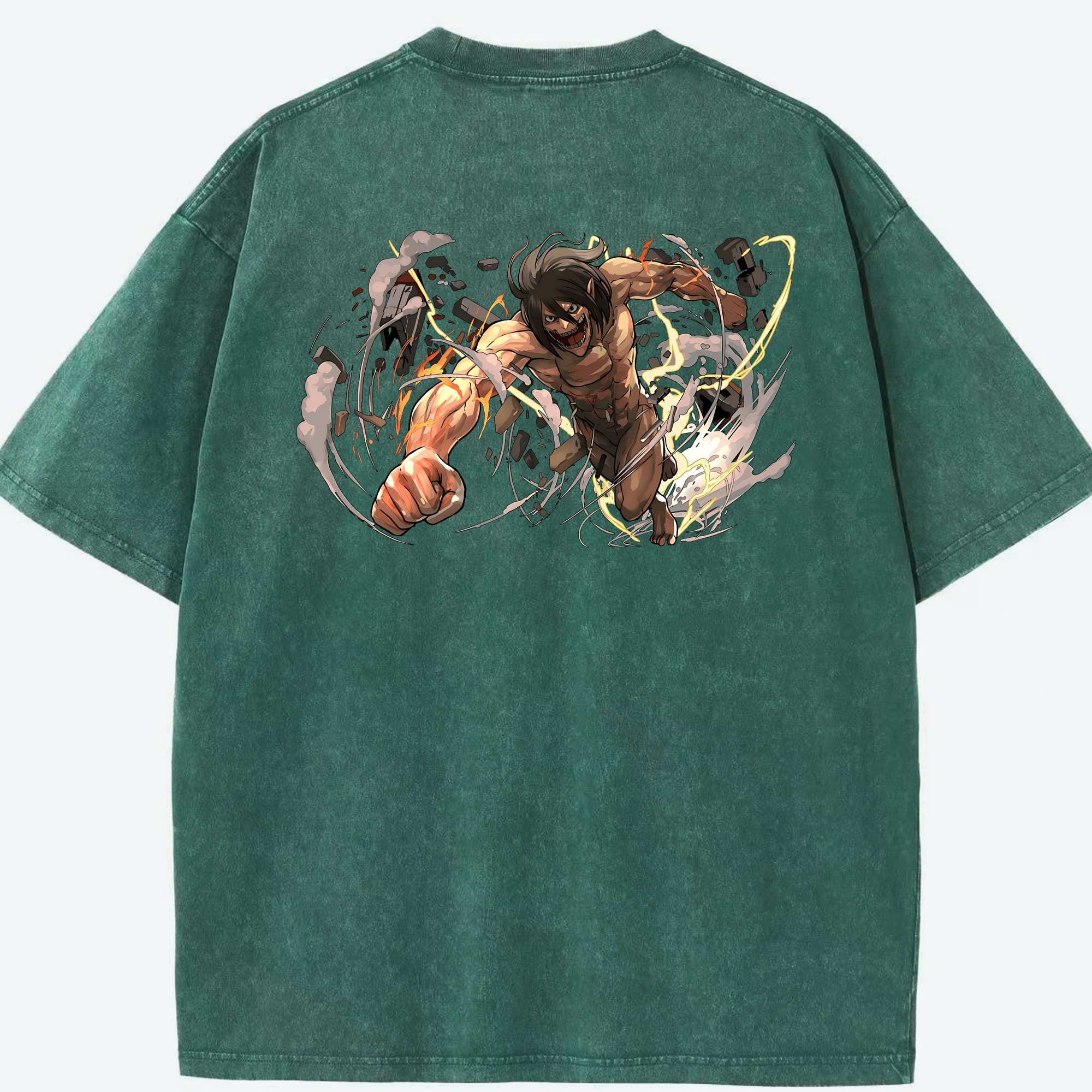 （画像用） 進撃の巨人 Attack on Titan 綿100% ヴィンテージ風 半袖Tシャツ（背面プリント）